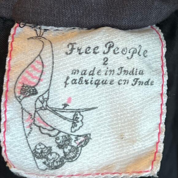 Y2k Vintage Free People mini Dress Black Boho Beaded Tulle Open Back whimsigoth - Picture 9 of 9